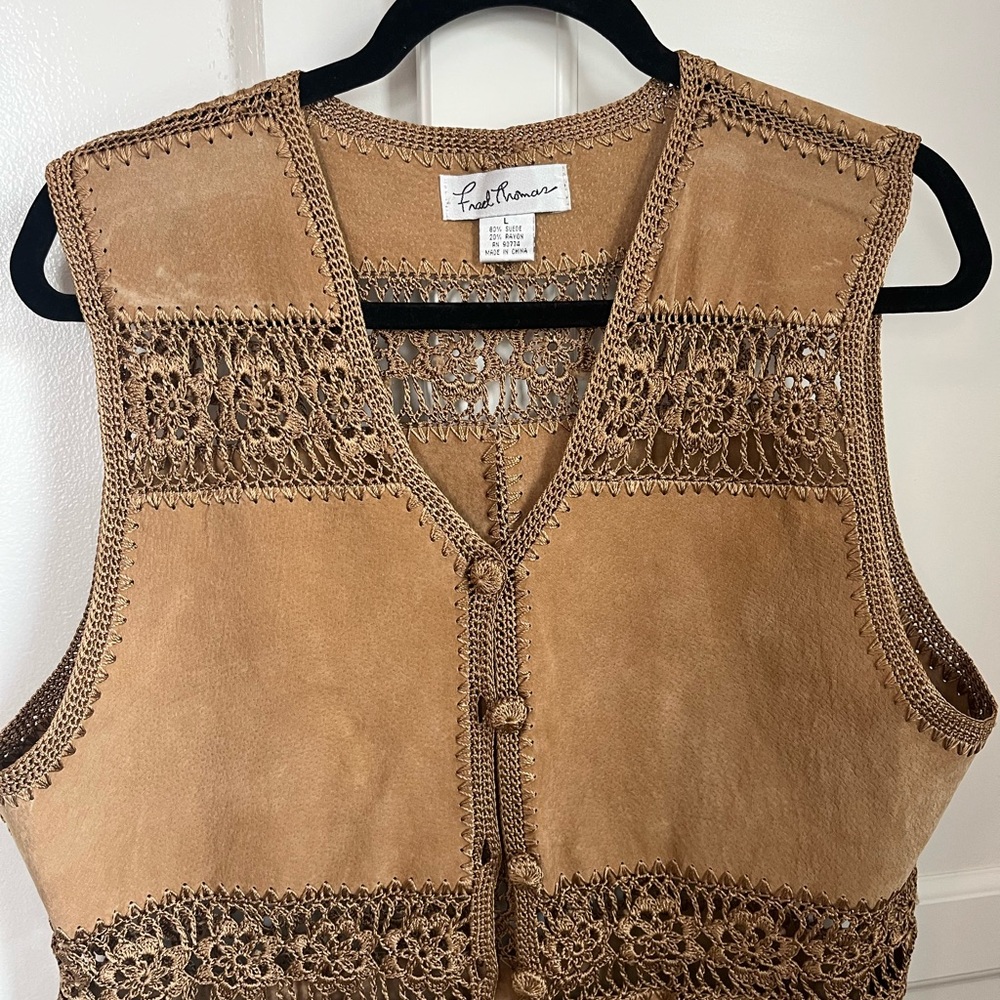 Vintage NorthStyle Suede Crochet Vest